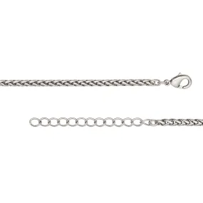 Antique Silver 3.2mm Thick Ponytail/Foxtail/Wheat Weave Necklace Chain with Extender