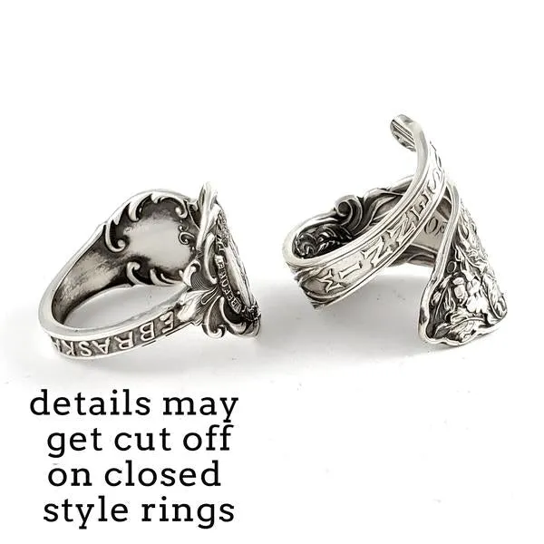 Antique Sterling Silver Floral IV Spoon Ring - Made to Order