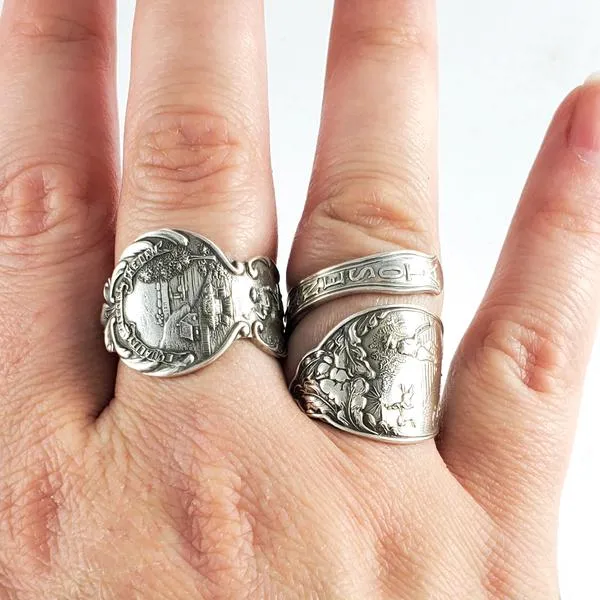 Antique Sterling Silver Floral IV Spoon Ring - Made to Order