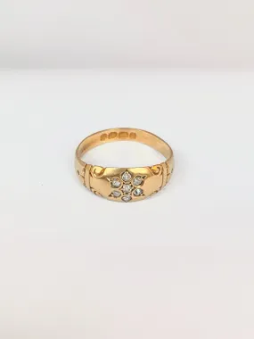Antique, Victorian, 18ct Gold Old cut Diamond Gypsy Flower Ring, Hallmarked Birmingham, 1890
