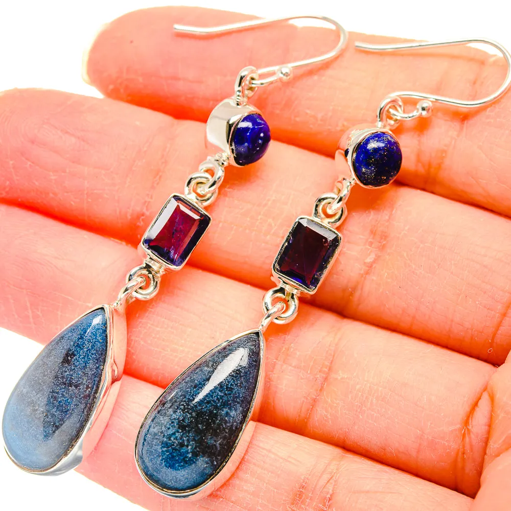 Apatite, Tanzanite, Lapis Lazuli Earrings 2 1/2" (925 Sterling Silver) EARR423063