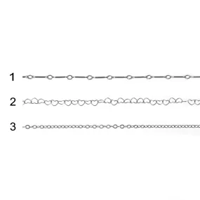 Bar, Heart, Rollo chain for permanent - Silver
