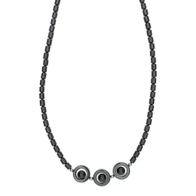 BEADED GEMSTONE HEMATITE W/ PLANET NECKLACE