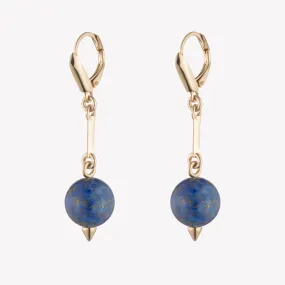 BEADED SPHERE DROP EARRINGS - LAPIS LAZULI