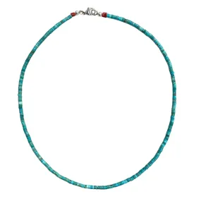Beaded Turquoise Discs & Coral Necklace