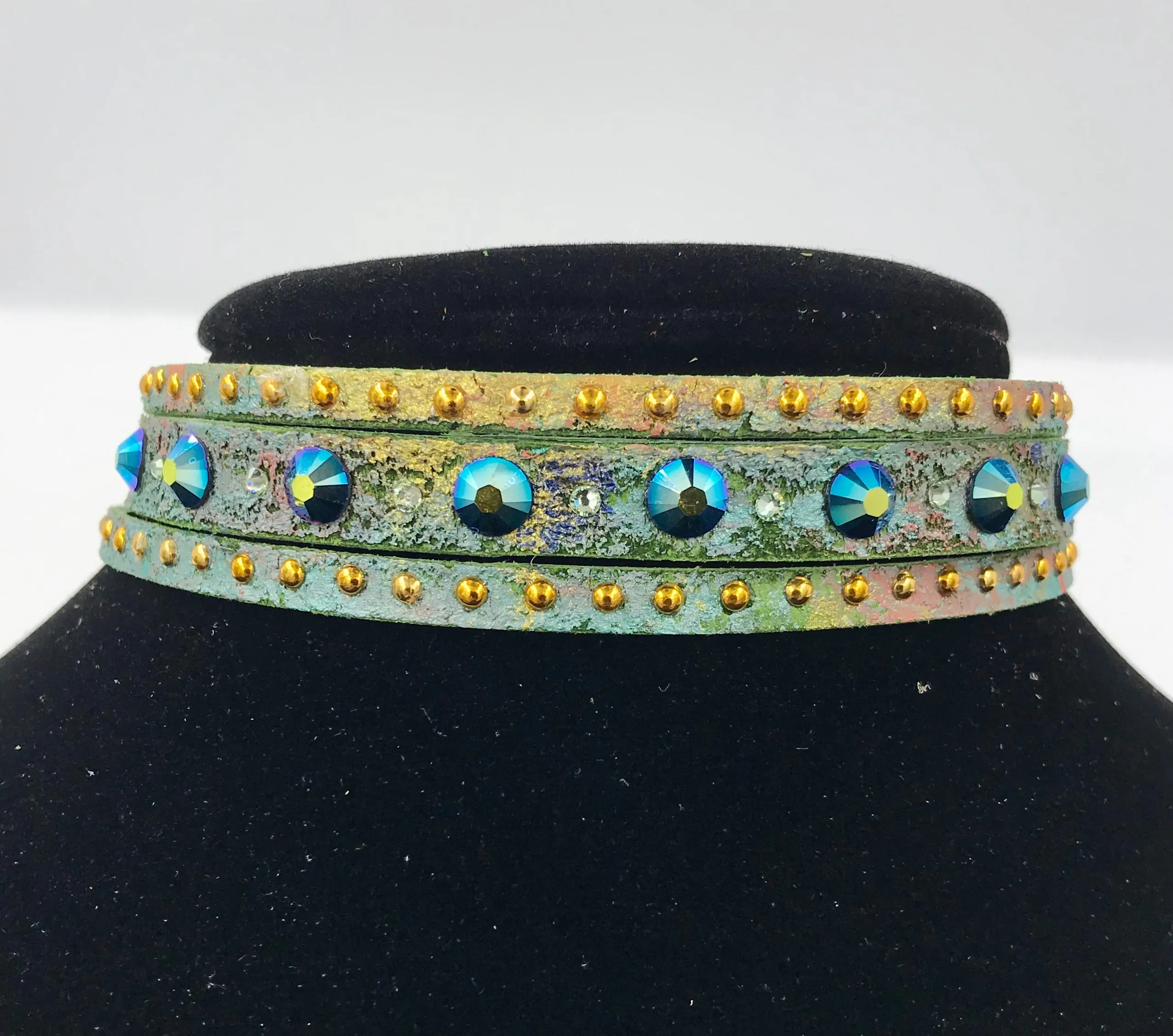 Big Stone Triple Treat Bracelet/Choker/Boot Cuff - "The Caribbean"