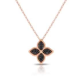 Black and White Diamond Reversible Medium Flower Pendant