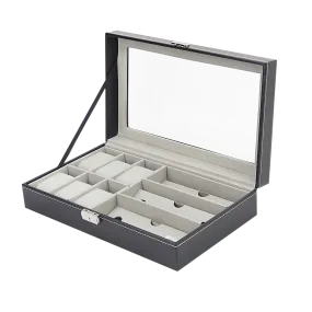 Black PU Leather Watch and Sunglasses Display Box