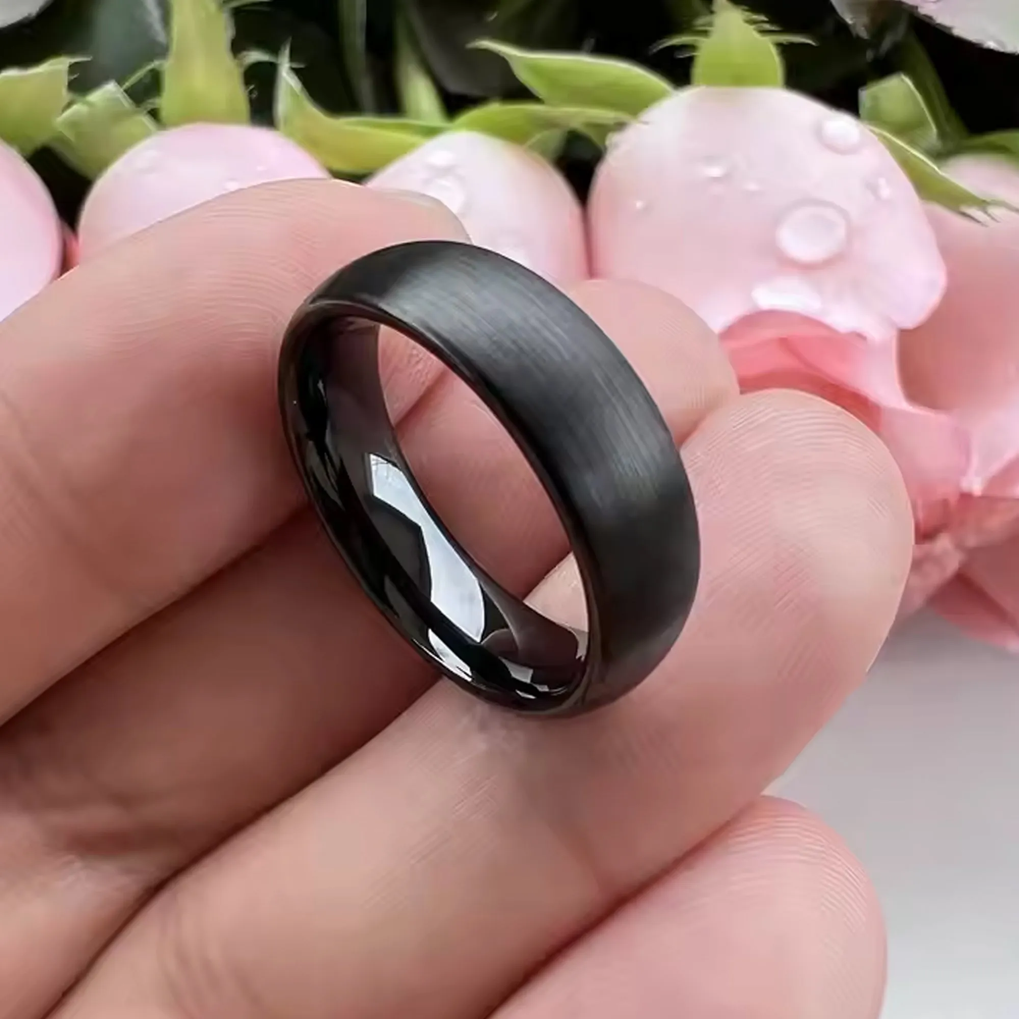 Black Tungsten Carbide Ring For Men and Women. 8mm Dome Shape, Barrel, Comfort Fit Wedding Band, Pinky, Statement or Thumb RIng