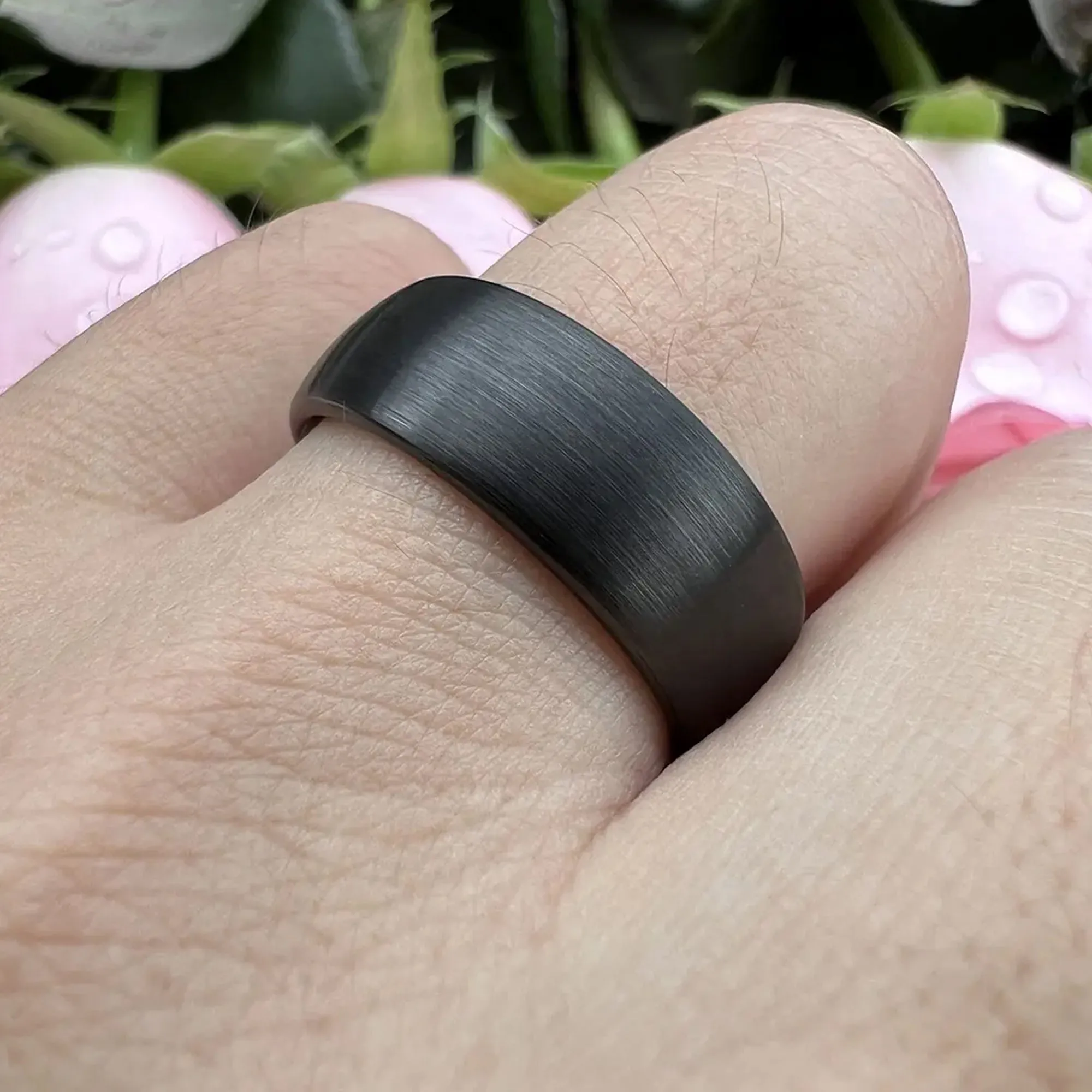 Black Tungsten Carbide Ring For Men and Women. 8mm Dome Shape, Barrel, Comfort Fit Wedding Band, Pinky, Statement or Thumb RIng