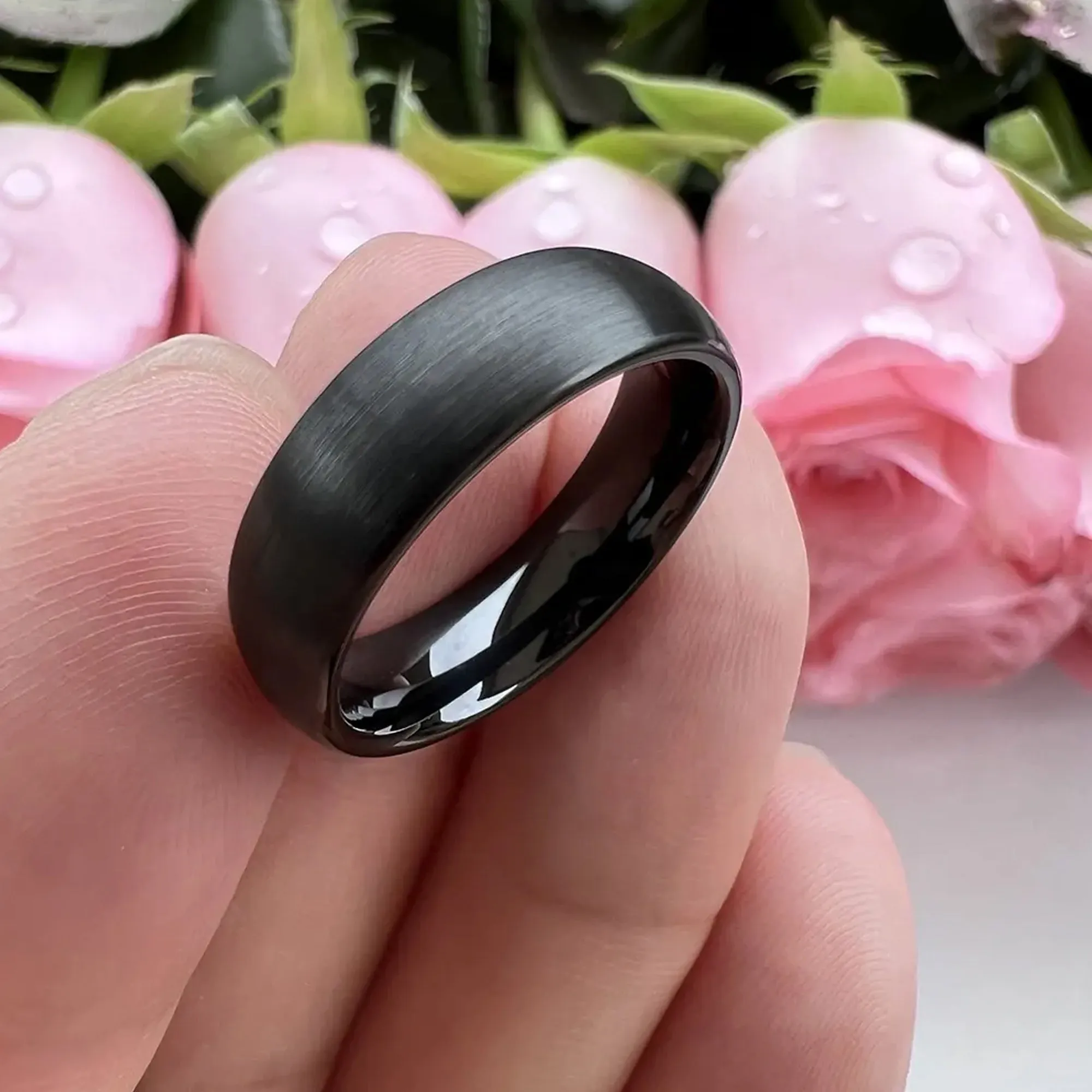Black Tungsten Carbide Ring For Men and Women. 8mm Dome Shape, Barrel, Comfort Fit Wedding Band, Pinky, Statement or Thumb RIng