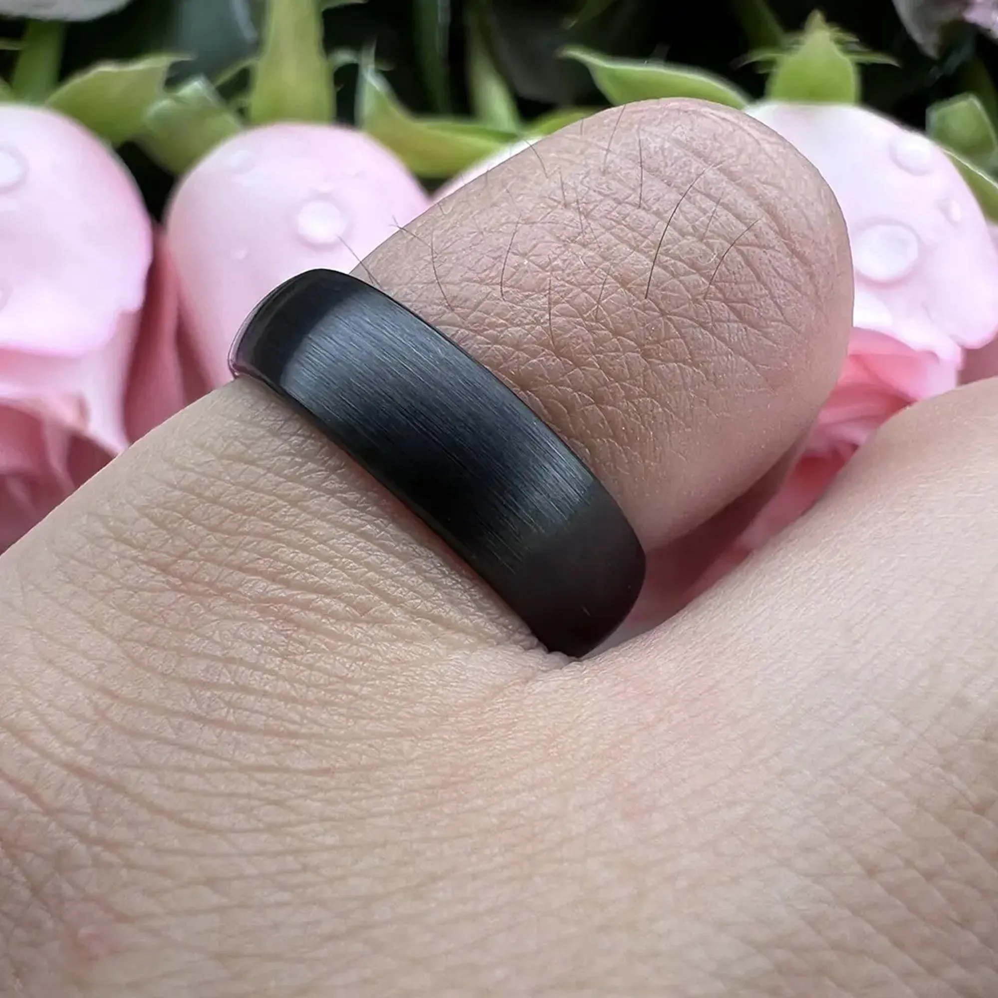 Black Tungsten Carbide Ring For Men and Women. 8mm Dome Shape, Barrel, Comfort Fit Wedding Band, Pinky, Statement or Thumb RIng