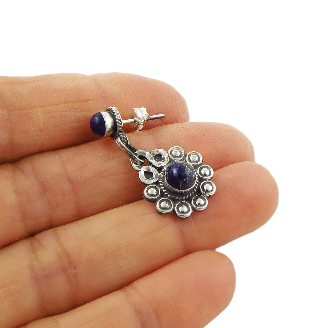 Blue Lapis Lazuli Sterling Silver Drop Earrings