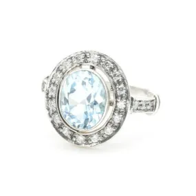 Blue Victorian Ring - Vintage Aquamarine Ring, Blue Oval Ring