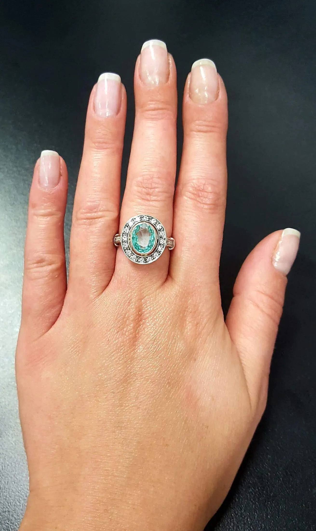 Blue Victorian Ring - Vintage Aquamarine Ring, Blue Oval Ring