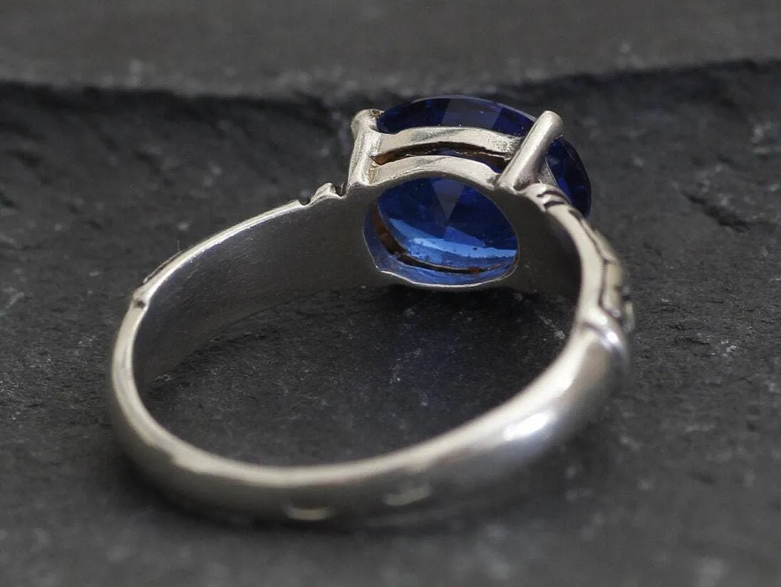 Boho Sapphire Ring - Blue Solitaire Ring - Statement Sapphire Ring