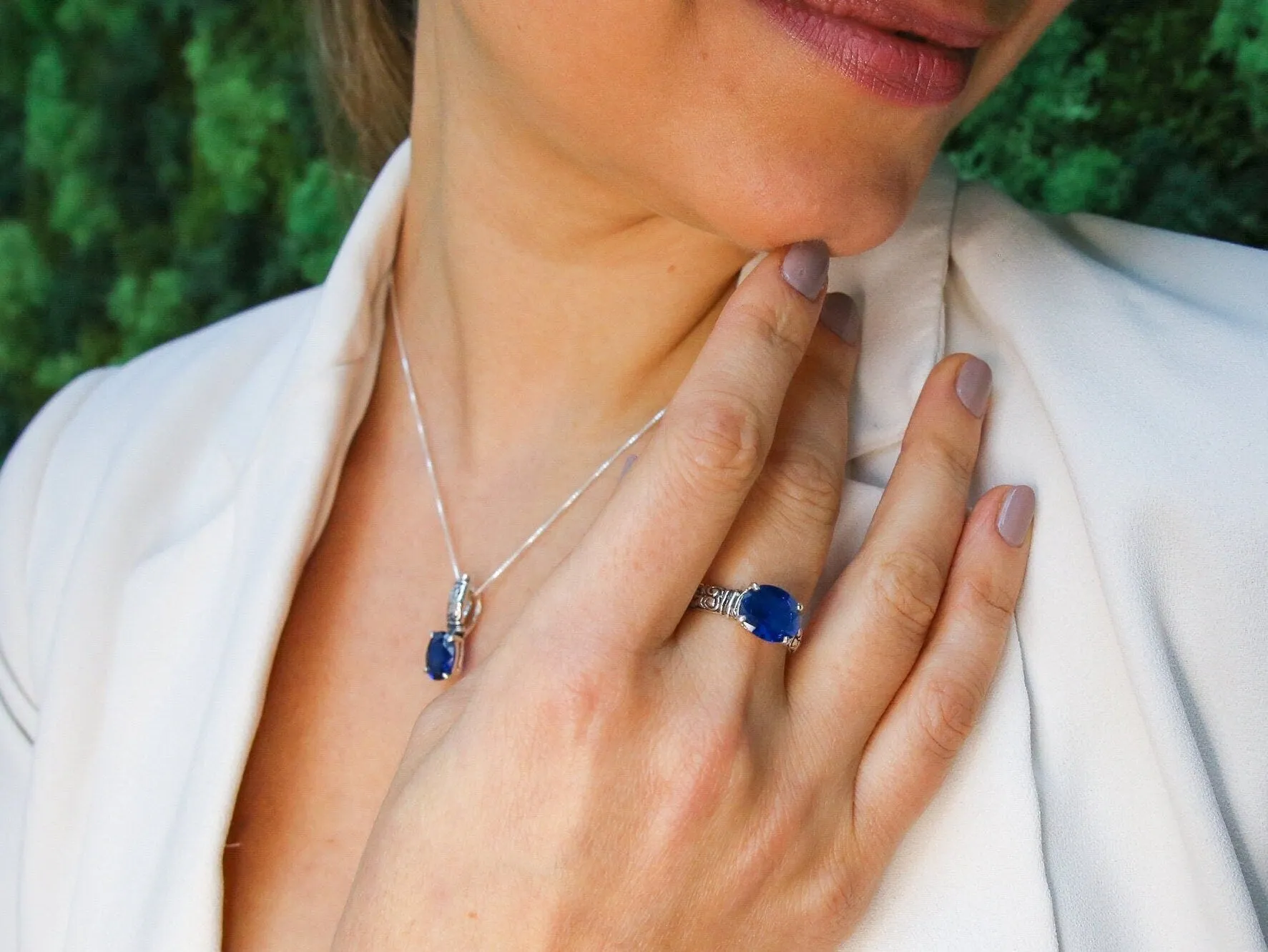 Boho Sapphire Ring - Blue Solitaire Ring - Statement Sapphire Ring