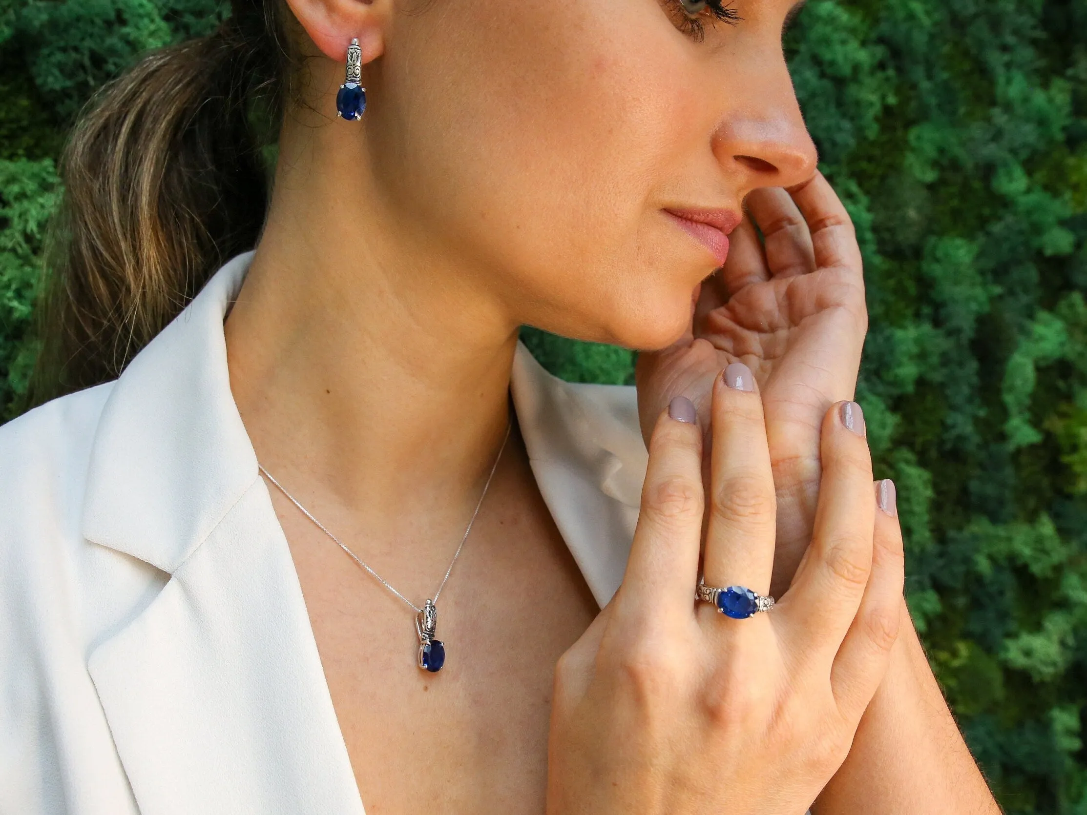 Boho Sapphire Ring - Blue Solitaire Ring - Statement Sapphire Ring