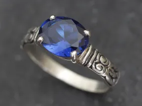 Boho Sapphire Ring - Blue Solitaire Ring - Statement Sapphire Ring