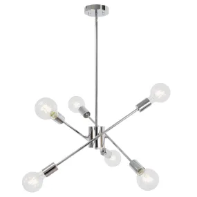 BONLICHT 6 Lights Modern Pendant Light Fixture Hanging Chrome Sputnik Chandelier