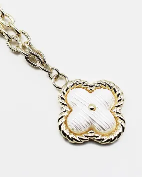 Braided Edge Flower Pendant Necklace