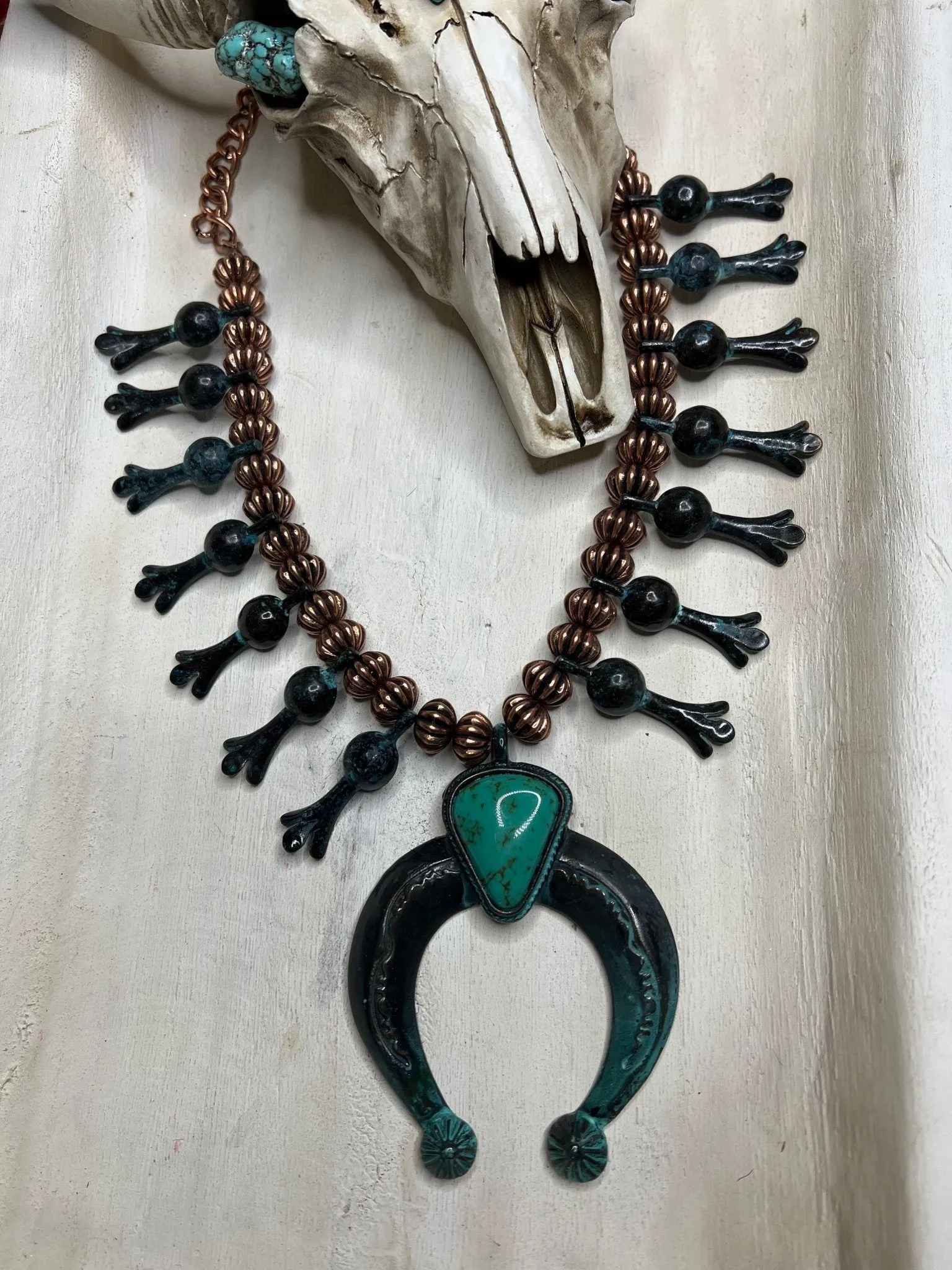 Brass Squash Blossom Necklace