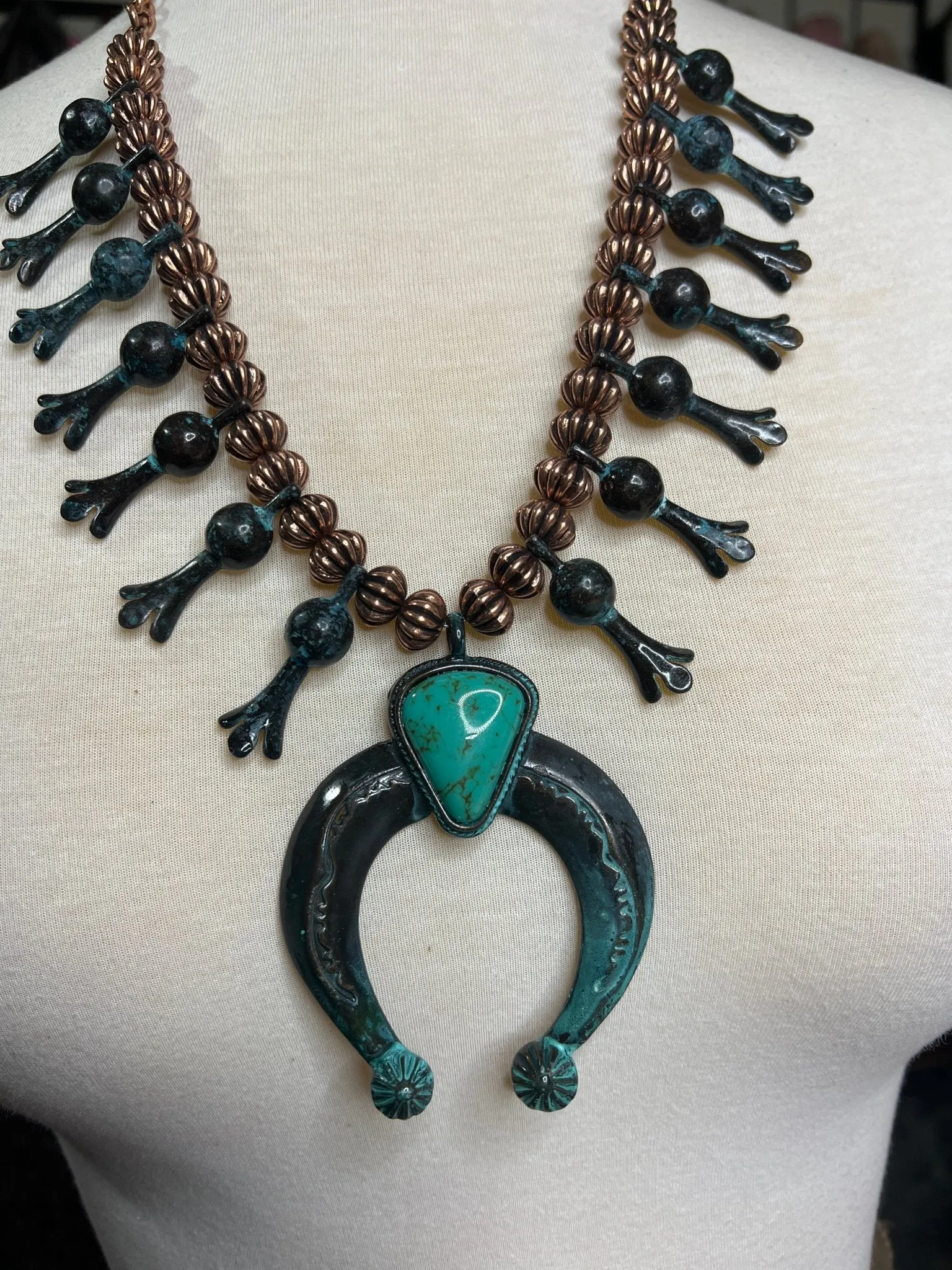 Brass Squash Blossom Necklace
