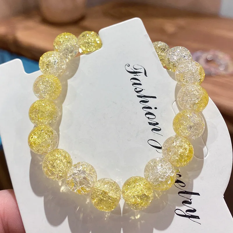 Broken Beads Ice Transparent Two-Color Bracelet Student Hand Toy Bracelet Wholesale Girlfriends' Gift Children's Day Small Gift Pliable Temperament