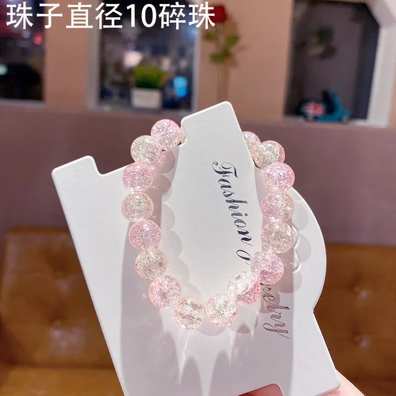 Broken Beads Ice Transparent Two-Color Bracelet Student Hand Toy Bracelet Wholesale Girlfriends' Gift Children's Day Small Gift Pliable Temperament