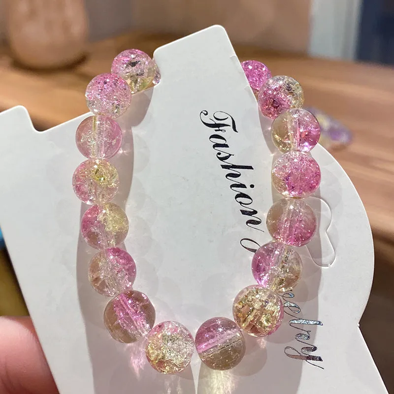Broken Beads Ice Transparent Two-Color Bracelet Student Hand Toy Bracelet Wholesale Girlfriends' Gift Children's Day Small Gift Pliable Temperament