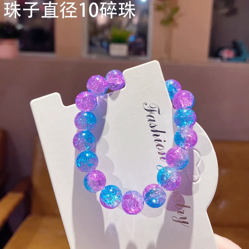 Broken Beads Ice Transparent Two-Color Bracelet Student Hand Toy Bracelet Wholesale Girlfriends' Gift Children's Day Small Gift Pliable Temperament