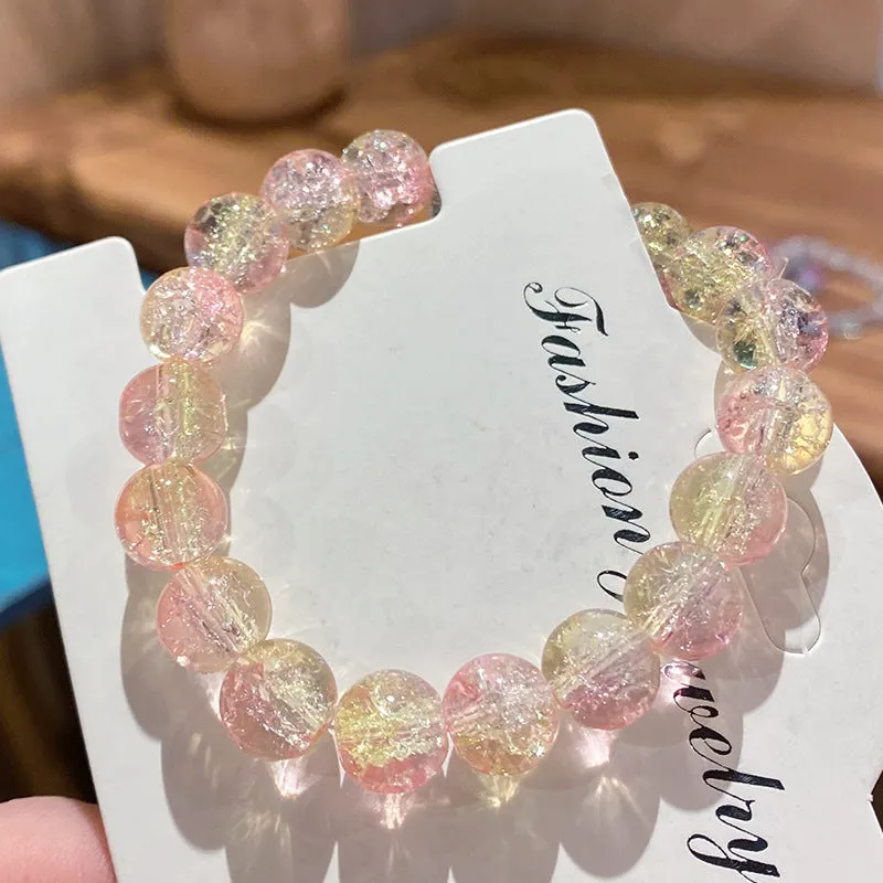 Broken Beads Ice Transparent Two-Color Bracelet Student Hand Toy Bracelet Wholesale Girlfriends' Gift Children's Day Small Gift Pliable Temperament