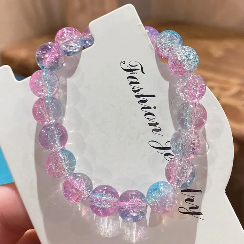 Broken Beads Ice Transparent Two-Color Bracelet Student Hand Toy Bracelet Wholesale Girlfriends' Gift Children's Day Small Gift Pliable Temperament