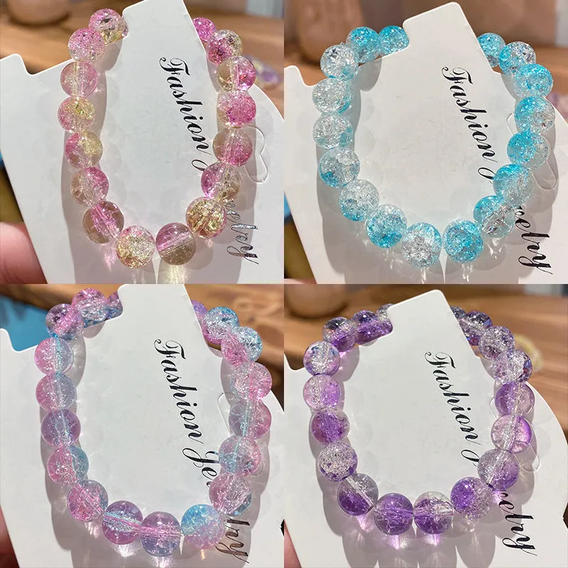Broken Beads Ice Transparent Two-Color Bracelet Student Hand Toy Bracelet Wholesale Girlfriends' Gift Children's Day Small Gift Pliable Temperament