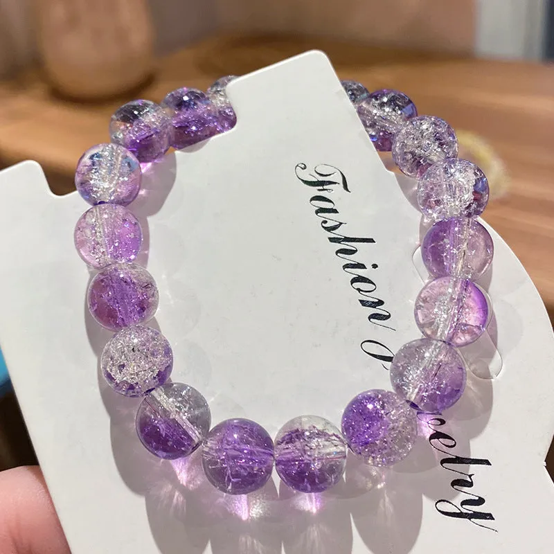Broken Beads Ice Transparent Two-Color Bracelet Student Hand Toy Bracelet Wholesale Girlfriends' Gift Children's Day Small Gift Pliable Temperament