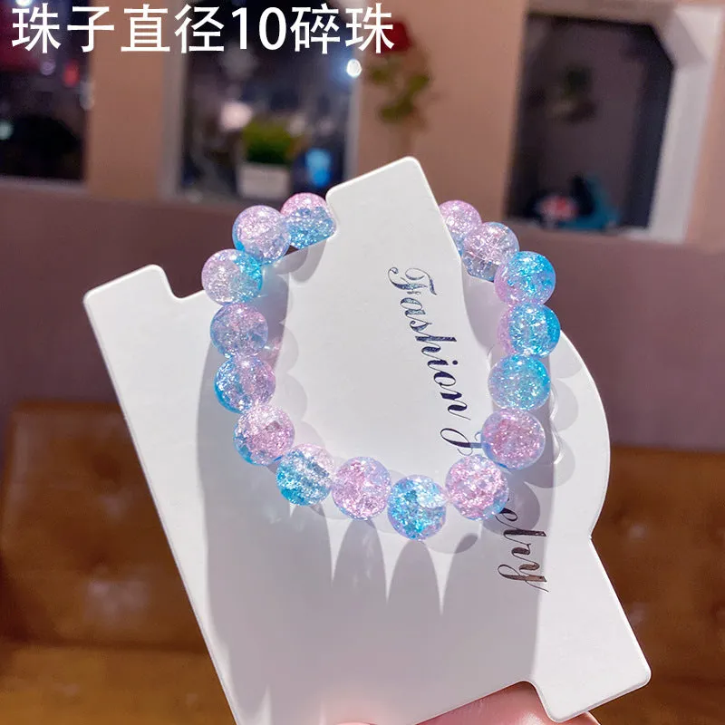 Broken Beads Ice Transparent Two-Color Bracelet Student Hand Toy Bracelet Wholesale Girlfriends' Gift Children's Day Small Gift Pliable Temperament