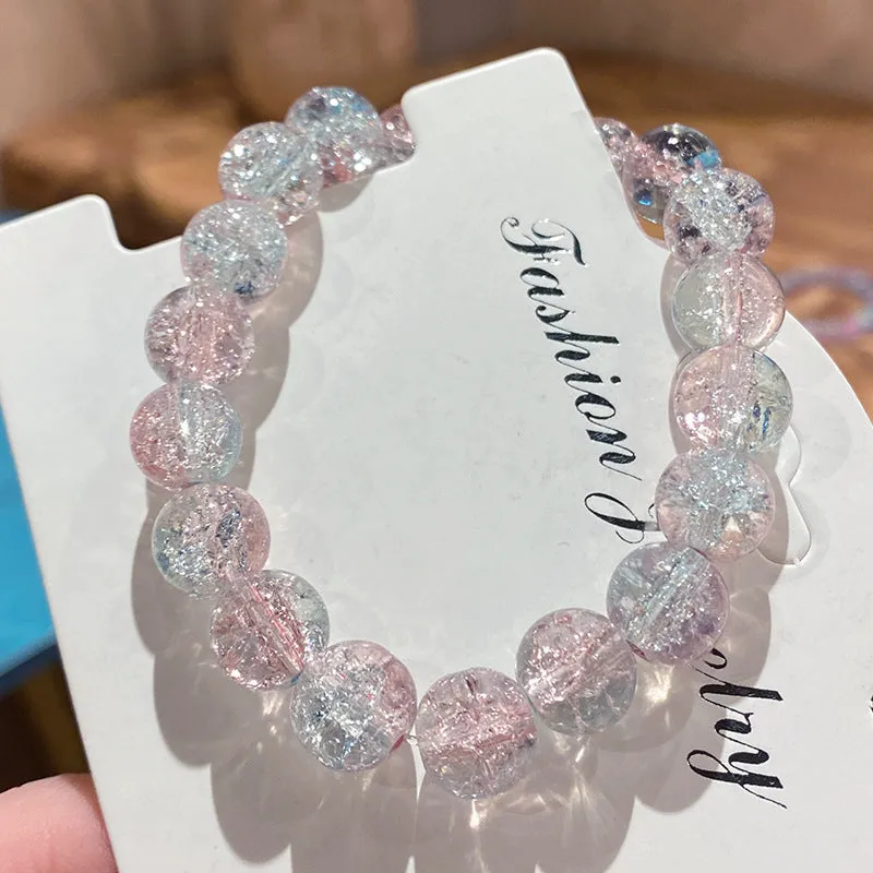 Broken Beads Ice Transparent Two-Color Bracelet Student Hand Toy Bracelet Wholesale Girlfriends' Gift Children's Day Small Gift Pliable Temperament
