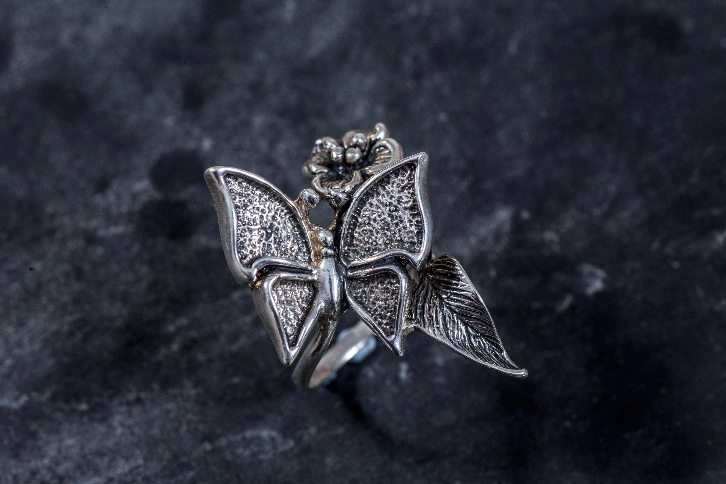Butterfly Silver Ring - Statement Butterfly Ring - Artistic Silver Ring
