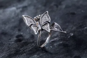Butterfly Silver Ring - Statement Butterfly Ring - Artistic Silver Ring