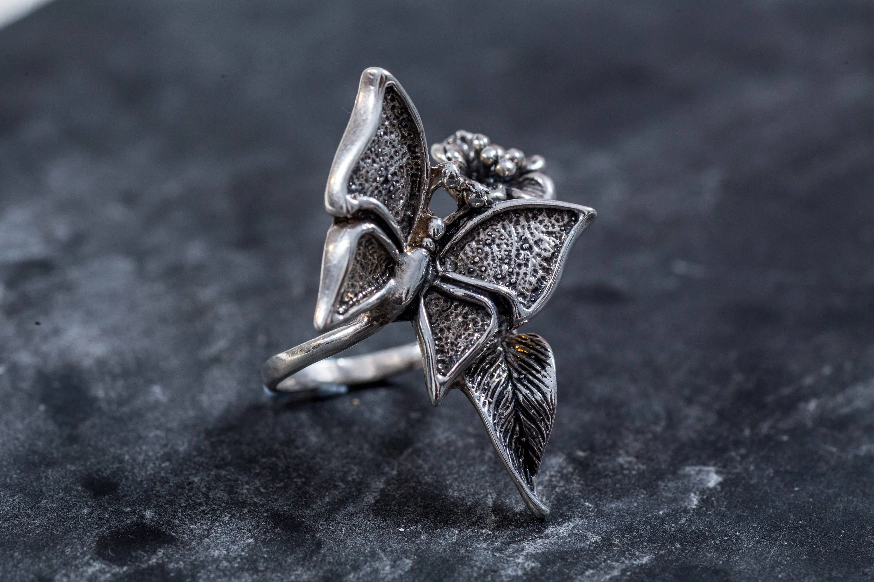Butterfly Silver Ring - Statement Butterfly Ring - Artistic Silver Ring