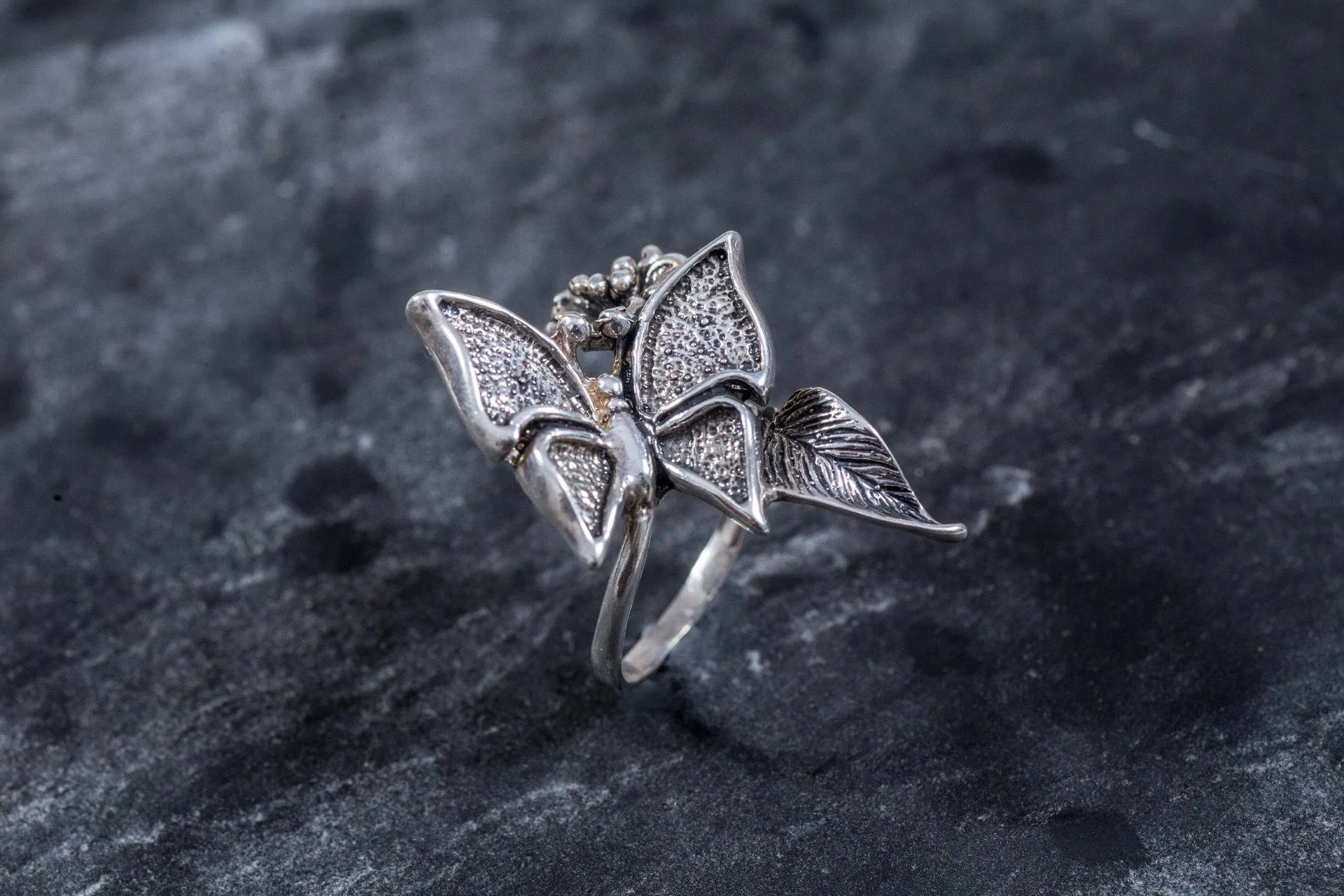 Butterfly Silver Ring - Statement Butterfly Ring - Artistic Silver Ring