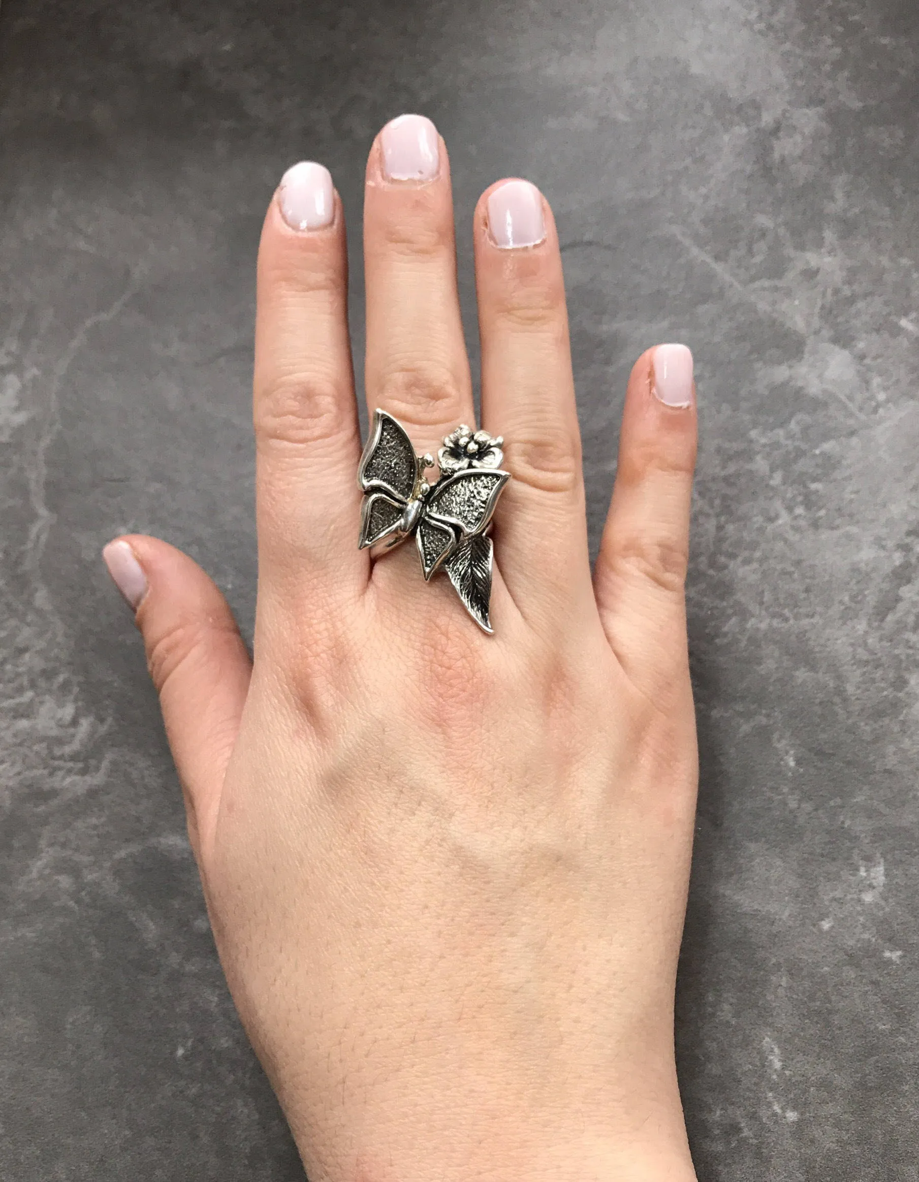 Butterfly Silver Ring - Statement Butterfly Ring - Artistic Silver Ring