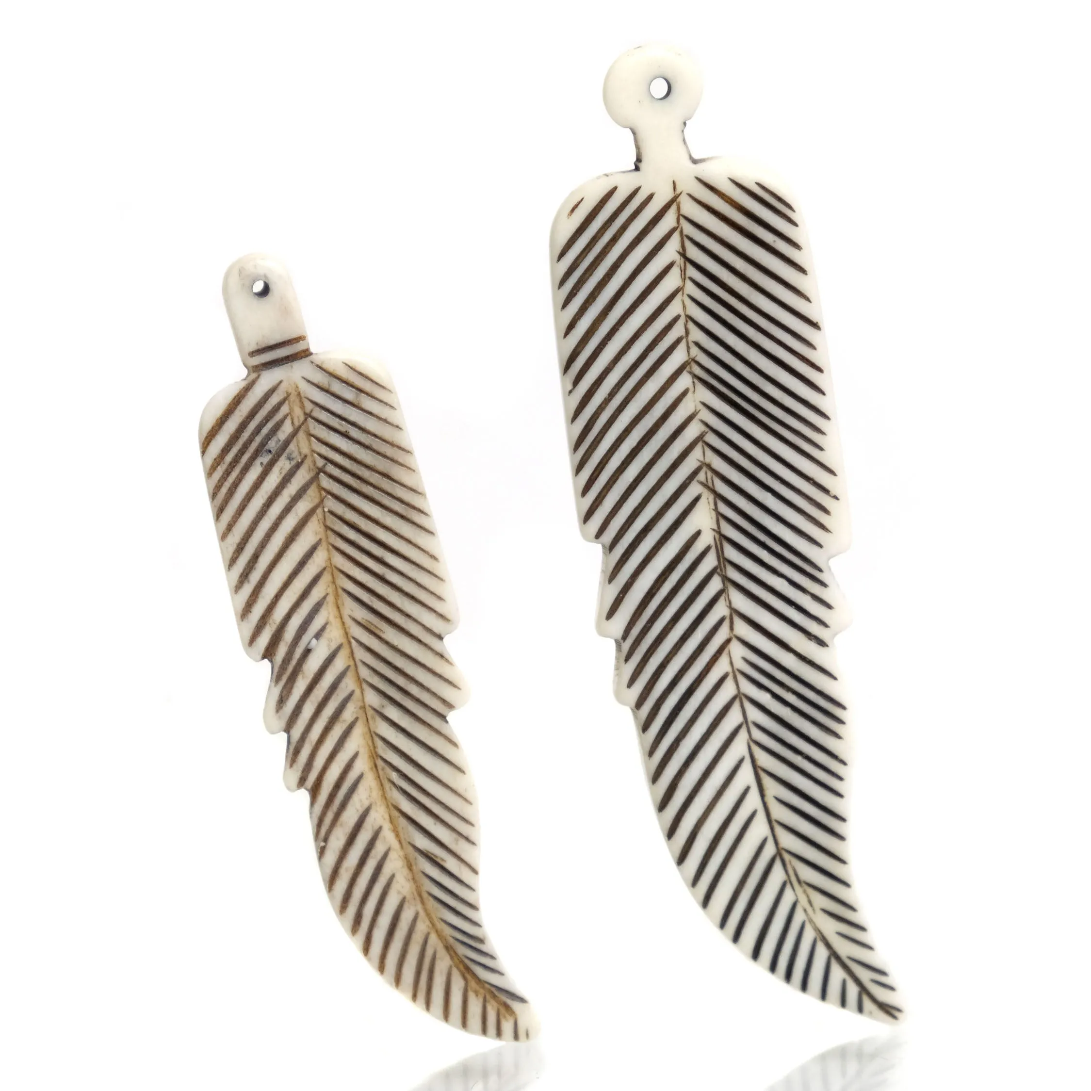 Carved Bone Pendant, Feather