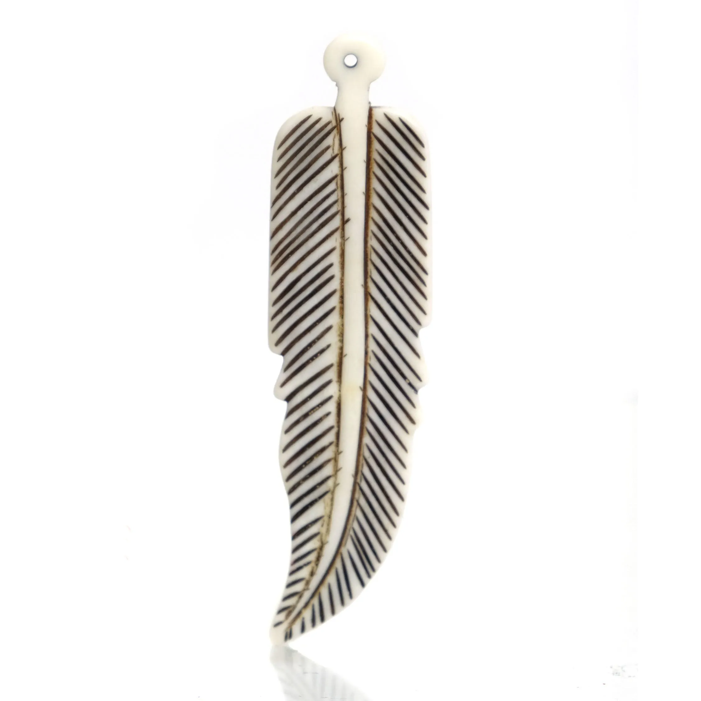 Carved Bone Pendant, Feather