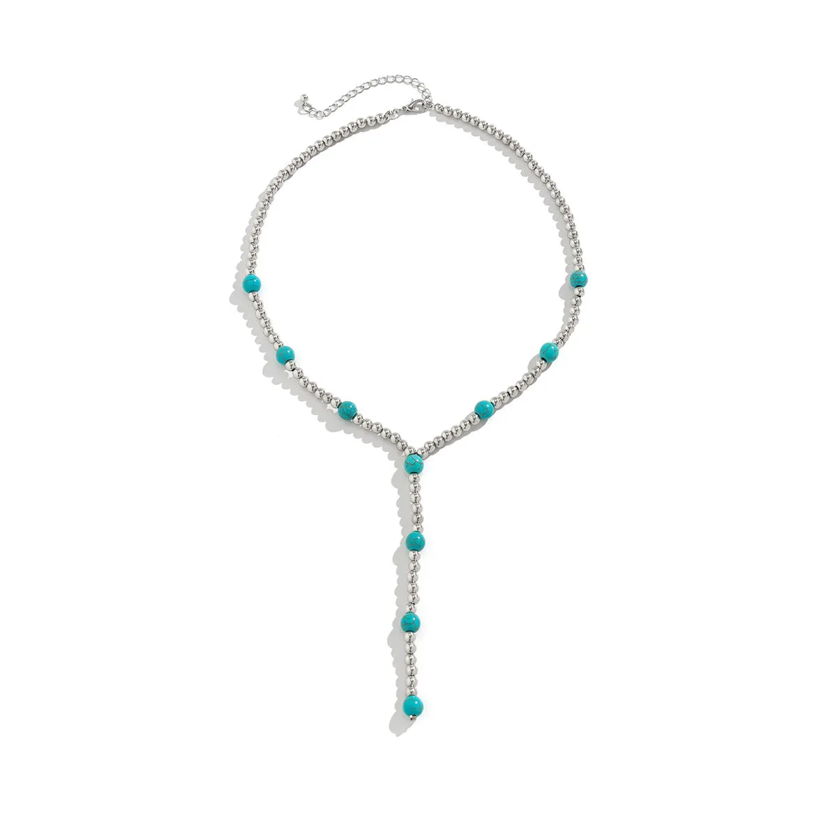 Chic Turquoise Tassel Necklace Featuring a Geometric Design