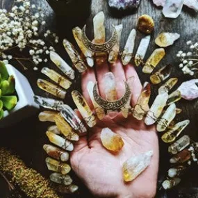 Citrine Crystal Crown with Crescent Moon by Luna Corvus