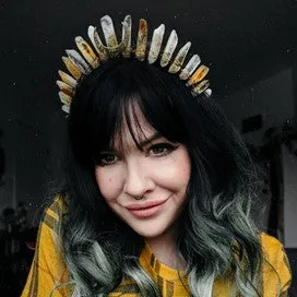Citrine Crystal Crown with Crescent Moon by Luna Corvus