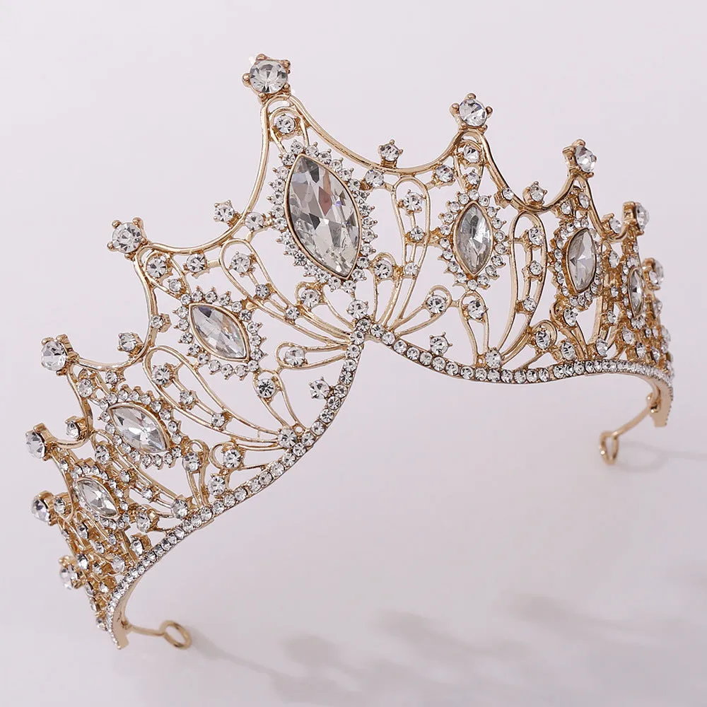 Classic European and American retro bridal headwear black baroque crystal inlaid birthday and wedding crown