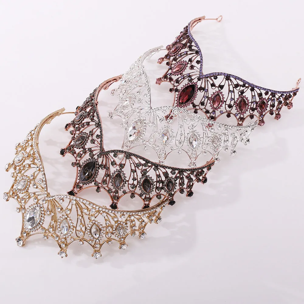Classic European and American retro bridal headwear black baroque crystal inlaid birthday and wedding crown