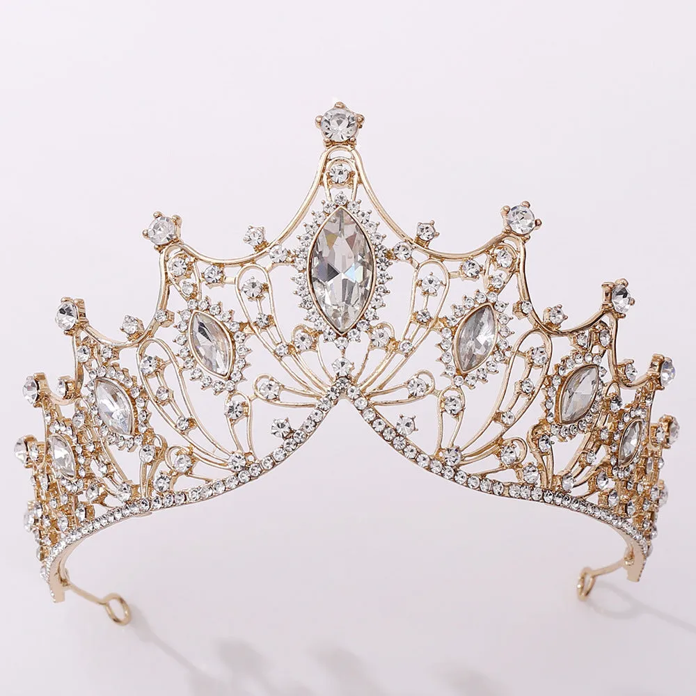 Classic European and American retro bridal headwear black baroque crystal inlaid birthday and wedding crown